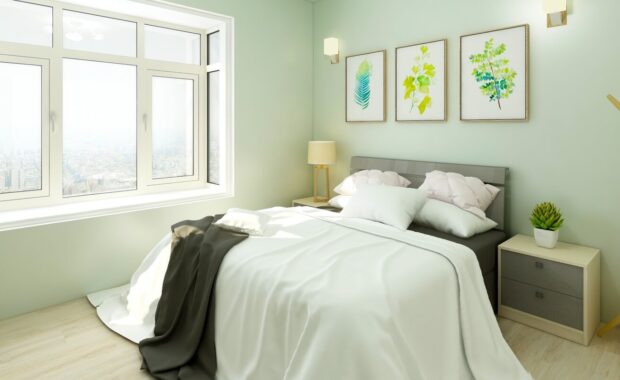 elegant bedroom design with double bed