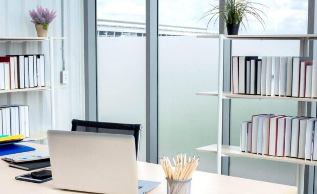 decorative film in modern office windows