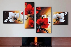 acrylic art floral painting hanging