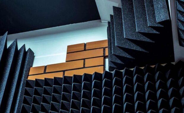 acoustic foam on the wall in the music studio