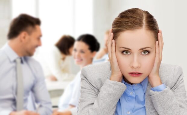 frustated women in office