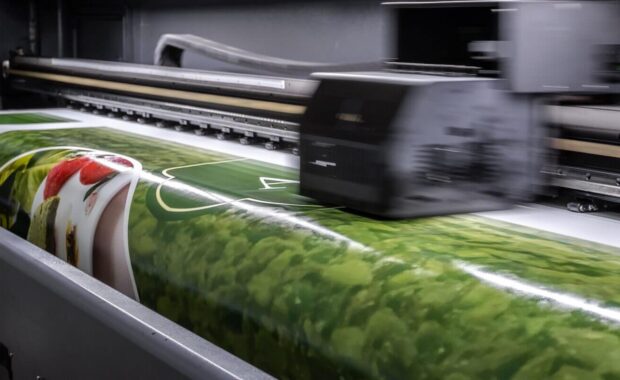 large format digital printing machine and moving print head