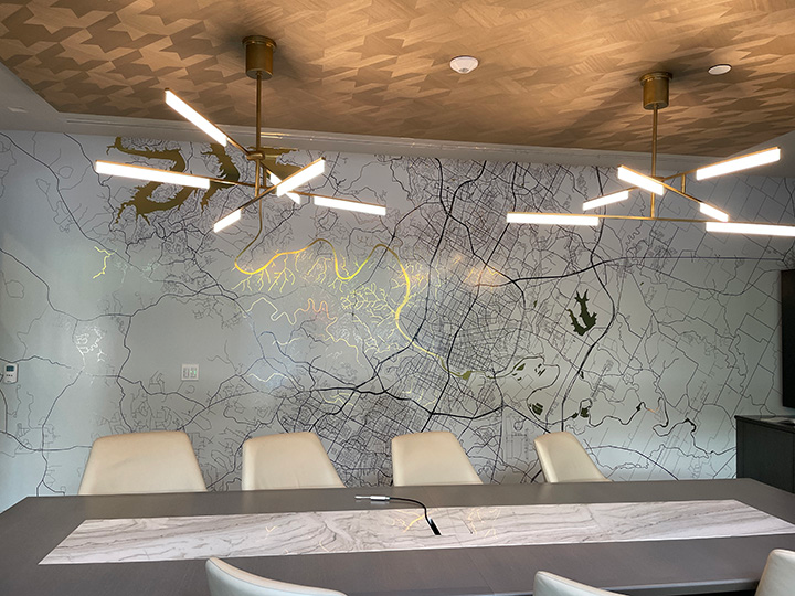 line map wall covering project