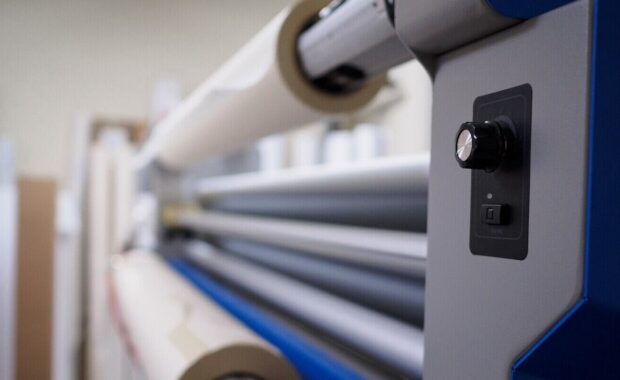 lamination machine loaded with material