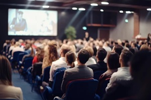 back view of audience in the conference hall for AIA continuing education program