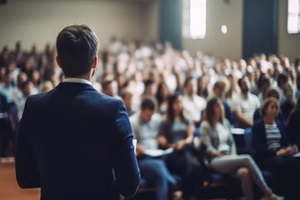 speaker in front of the audience back view