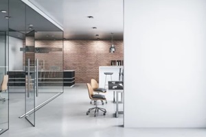 comfortable office lobby interior with no commercial wall covering