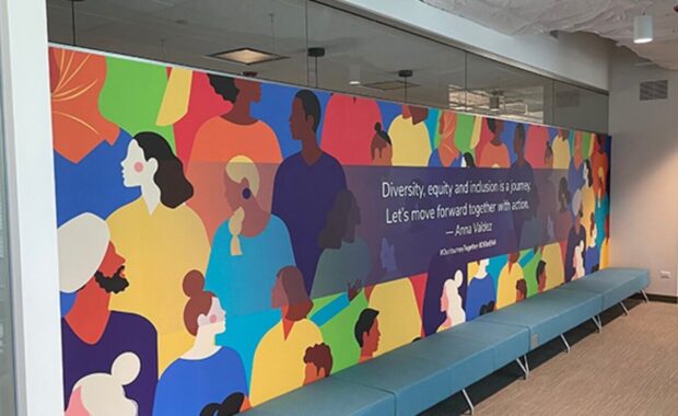 digital wall covering in the lobby