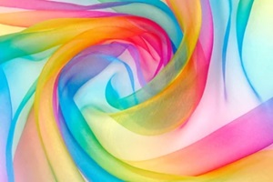 digital wall covering of fabric in rainbow color