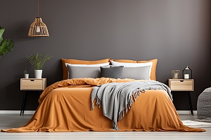 Grey Custom Wall Covering in bedroo