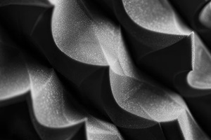 black and white abstract acoustic wall art design, showcasing intricate patterns and shapes