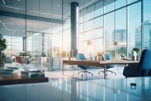 new stylish business office with panoramic windows and plenty of light