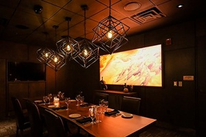 backlit acrylic panel installed in a bar
