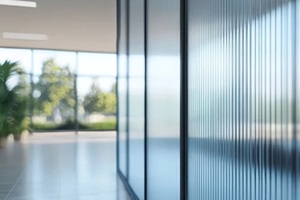 ribbed glass windows set isolated on white wall mirrored acrylics