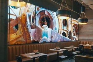 Lou Malnati’s TP Dining backlit acrylic feature