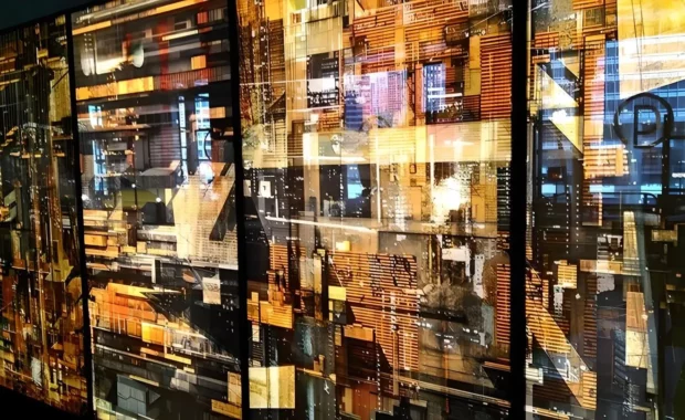 warm, ambient backlit acrylic on retail space wall