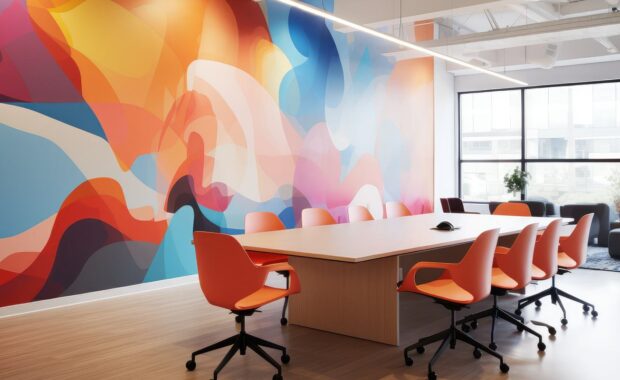 colorful digital wall covering office