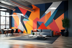 digital wall covering in open concept office