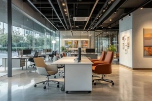 modern office space with large windows