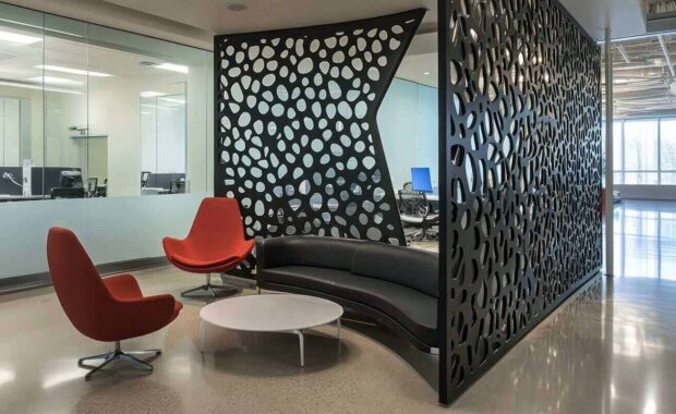 stylish black partition space with clean aesthetic design