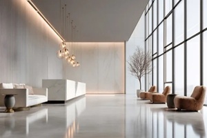elegant and modern lobby interior design featuring luxurious finishes and ample natural light